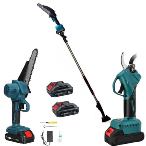 Kit 3 in 1: Forbice da Potatura a Batteria, Motosega 6 Pollici e Asta Telescopica DE ROSA SHOP