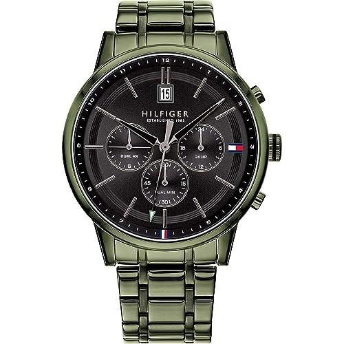Tommy Hilfiger Orologio Analogico Multifunzione al Quarzo da Uomo con Cinturino in Acciaio Inossidabile o in Pelle