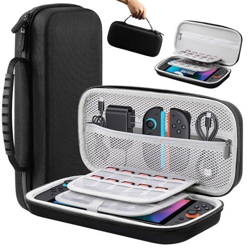 Lmcpa Borsa per Console Nintendo Switch 2 2025, Borsa da Viaggio con 20 Cartucce di Gioco, Custodia Rigida Portatile Protettiva per Console Nintendo Switch 2 2025 e Accessori, Nero