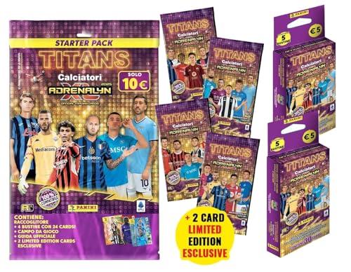 Calciatori Adrenalyn XL Titans 2025 - Super Starter Pack Panini [Raccoglitore + Guida Ufficiale + Gameboard + 14 Bustine + 2 Card Limited Edition]