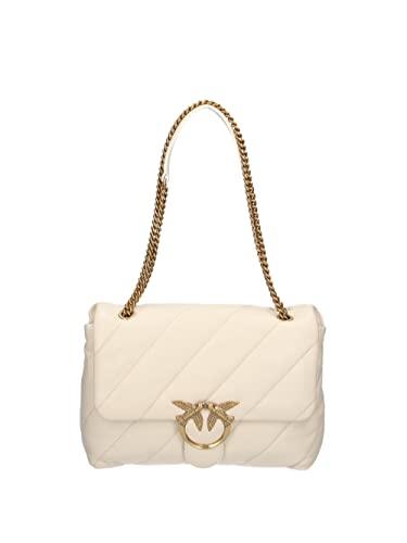 Pinko Love Big Puff CL Sheep Nappa, Borsa Donna, Z14Q_Bianco Seta-Antique Gold, U
