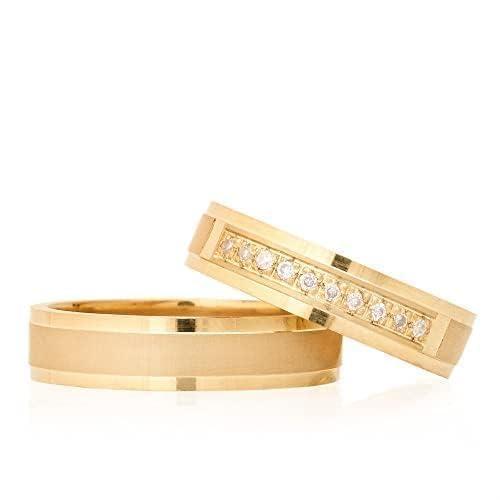 Set di Fedi Nuziali in Argento 925 Placcato Oro 14K Personalizzabili