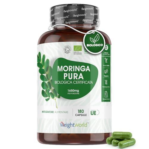 Moringa Capsule Biologica - 180 Capsule Vegane ad Alto Dosaggio (1650mg)