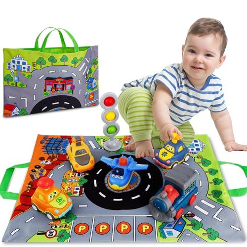 Geebiiny Set di Macchinine per Bambini 1-3 Anni con Tappetino e Borsa