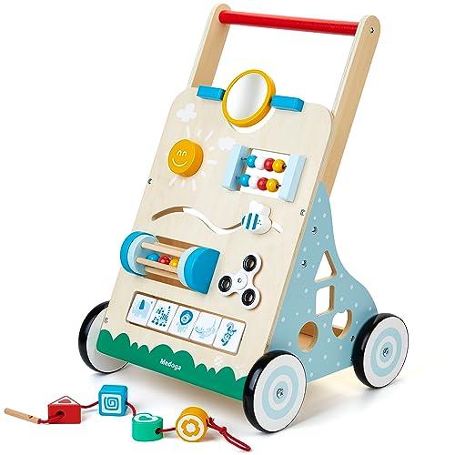 Girello in Legno 10 in 1 - Centro Attività per Bambini con Push Walker Regolabile