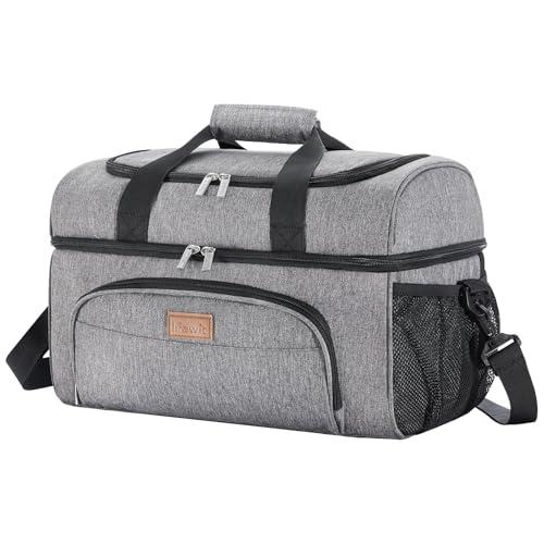 Lifewit Borsa Frigo, Borse Termica Morbida, Grande Borsetta Termiche Porta Pranzo, Cooler Bag con Doppio Scomparto per Mare, Spiaggia, Viaggio, Campeggio, Grigio 30L