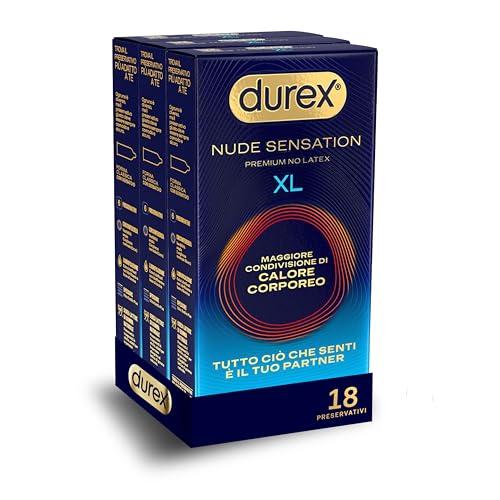 Durex Nude Sensation XL - 18 Preservativi in Nitrile, Ultra Sottili e Extra Lubrificati