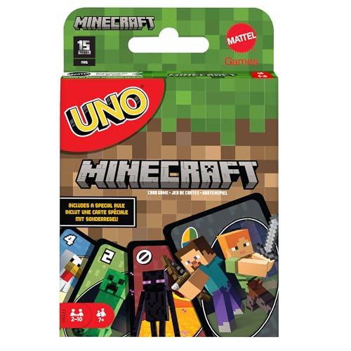 Mattel Games - UNO Versione Minecraft, Gioco di Carte per Famiglie e Bambini 7+ Anni, FPD61