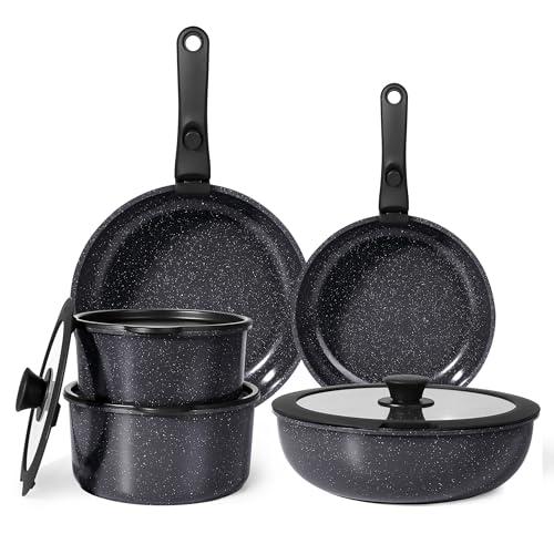 GiPP Set di Pentole e Padelle Ceramiche Antiaderenti 11 Pezzi con Manico Amovibile