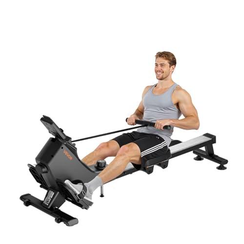 VEVOR Vogatore Magnetico, Resistenza Silenziosa Regolabile a 16 Livelli, Vogatore Pieghevole per la Casa, Capacità 158 kg, Vogatori Allenamento Aerobico con APP Bluetooth e Monitor LCD