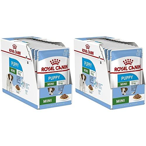 Royal Canin Mini Puppy | Confezione Doppia | 2 x 12 x 85 g | Cibo Umido per Cuccioli di Cane Piccoli | Fino al decimo Mese di Vita | Pezzetti Fini in Salsa | Texture Morbida per i Denti da Latte