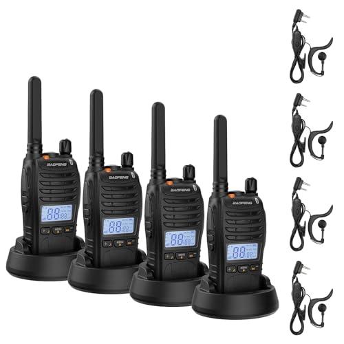 BAOFENG BF-88ST Pro PMR446 Walkie Talkie, Radio Bidirezionali Ricaricabili Senza Licenza a Lungo Raggio Aggiornate con Display LCD, Doppio Orologio VOX, Auricolari, Confezione da 4