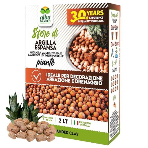 Albagarden - Argilla Espansa per Piante: Drenaggio, Decorazione e Aerazione - 2 Litri