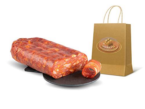 Moretti® | Spianata Schiacciata Calabrese Piccante | 600g/700g Sottovuoto | Salame Stagionato Tipico Calabrese | Essiccato Artigianale | Prodotto In Calabria (Piccante)