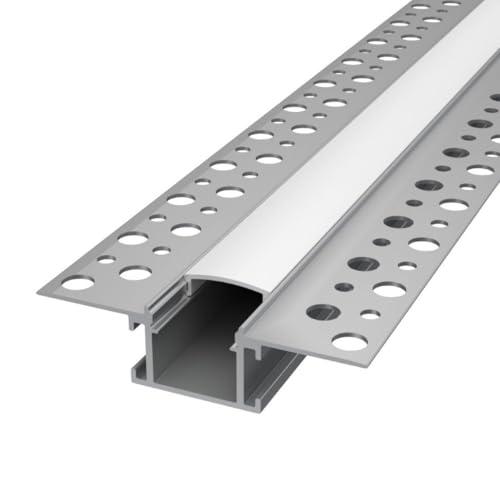 Profilo in Alluminio da Incasso a Scomparsa in Cartongesso per Striscia LED - ALFA SMALL (2 Metri, Cover Opaca)
