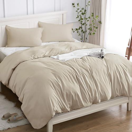 Copripiumino Matrimoniale Beige in 100% Cotone Premium OEKO-TEX