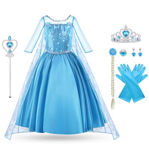 Vicloon Costume Elsa Principessa: Set Completo per Trasformare le Tue Bambine in Regine delle Nevi