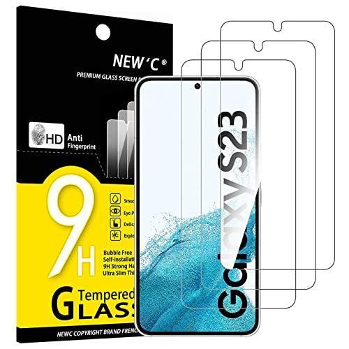NEW'C 3 Pezzi, Vetro Temperato per Samsung Galaxy S23, Pellicola Protettiva Anti Graffio, Anti-Impronte, Senza Bolle, Durezza 9H, 0,26mm Ultra Trasparente, Ultra Resistente