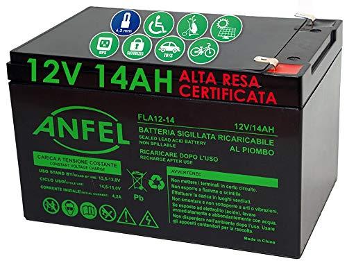 ANFEL Batteria Ricaricabile 12V 14Ah VRLA per Allarmi e UPS