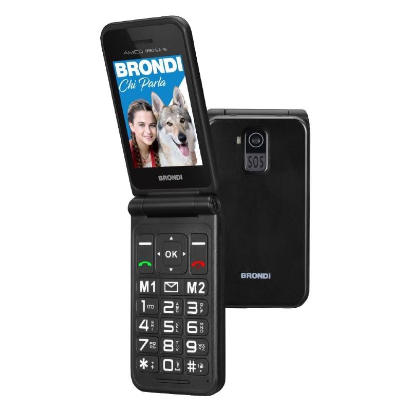 Brondi Amico Speciale 4G Black Metal - Cellulare per Anziani Facile e Sicuro