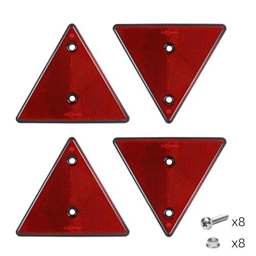 AOHEWEI 4 x Riflettori Posteriori Rossi Triangolo Riflettente per Rimorchio