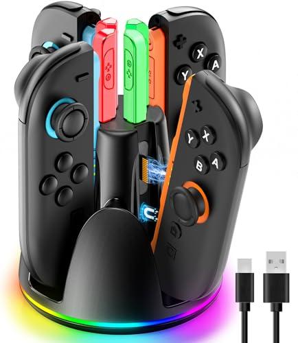 Stazione di Ricarica Controller per 2025 Nintendo Switch 2, Dock di Ricarica Rapida Joy da 2,5 Ore con Luci RGB, Caricatore Joy NS2 Accessori per Nintendo Switch 2 (Non per NS di Prima Gen)