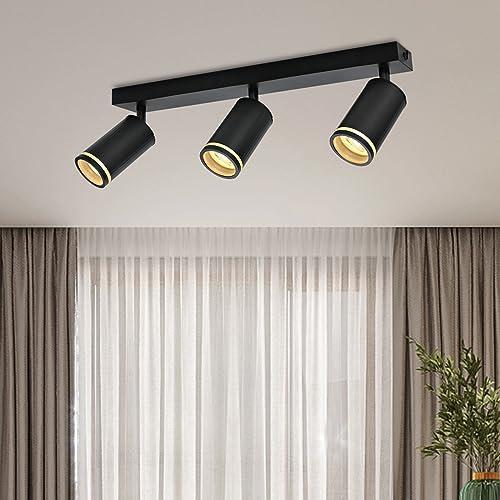 BOYIR Faretti LED Soffitto Nero, Faretti da Parete Interno Orientabili, 3 Moderna Plafoniera GU10, Lampada Soffitto, Faretto led Interno per Corridoio, Cucina, Bagno, Lampadine GU10 non Incluse