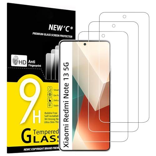 NEW'C 3 Pezzi, Vetro Temperato per Xiaomi Redmi Note 13 5G/4G, privo di graffi, durezza 9H, pellicola protettiva HD, 0,33 mm, ultra trasparente, ultra resistente