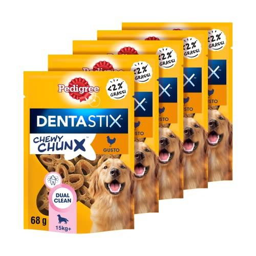 Pedigree Dentastix Chewy Chunx Snack Dentale al Pollo per Cani Taglia Media e Grande, 5 Sacchetti da 68g