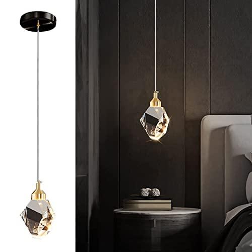 Lampada a Sospensione in Cristallo LED a 3 Colori Nera