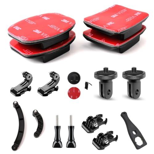 YHTSPORT Supporto Attacchi adesivi Curvi Piatti, 16 Pezzi Attacco Casco con 3M Adesivo, Supporto Casco per Action Cam, Attacco Adesivo Accessori per GoPro e Altre Action Cam