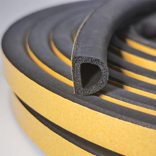 Guarnizione Autoadesiva per Porte e Finestre 9x6mm, 6 Metri - Nero