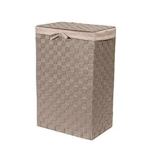 Compactor Tex Cesto Portabiancheria Quadrato con Coperchio, Talpa, Tessuto con Struttura in Metallo, Fodera in Lino Rimovibile, 38 x 25 x 60H cm, RAN6895