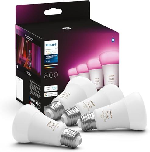Philips Hue White and Color Ambiance - Lampadina LED Smart E27 (4 pezzi)