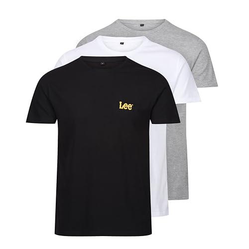 Lee Maglietta Uomo Girocollo - Confezione da 3 Nero/Grigio/Bianco