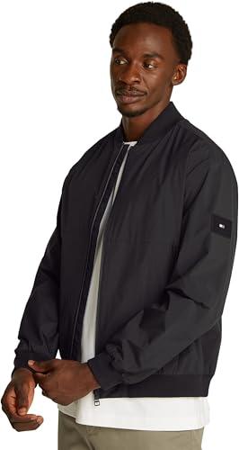 Tommy Hilfiger Uomo Bomber Branded con Collo in Stile Baseball, Nero