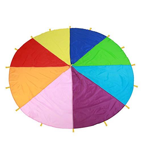 Paracadute Arcobaleno per Bambini Fafeicy - 3 Metri, 16 Maniglie, Multicolore