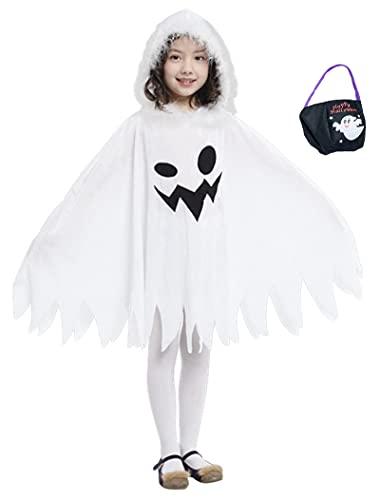 Costume di Halloween da Fantasma Bianco per Bambini con Sacchetto di Zucca