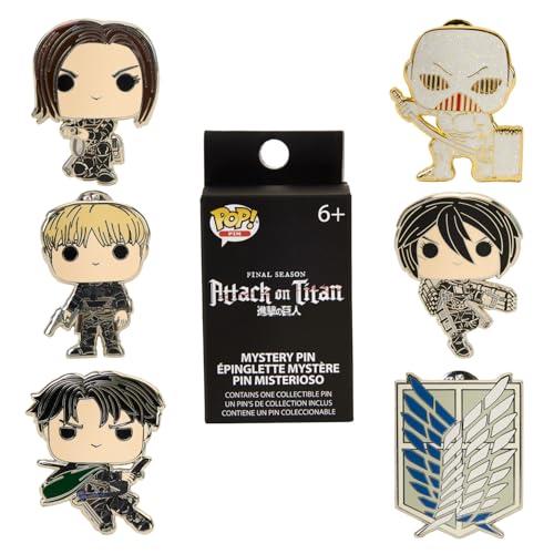 Loungefly Pop! 6 Pieces BLIND PIN SET: AOT CHARACTERS - Eren Jaeger - Attack On Titan - Blind Box Spille Smaltate