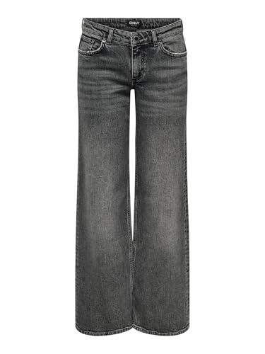 ONLY Jeans Femminili a Gamba Larga ONLJUICY Vita Bassa Jeans Taglio Gamba Ampia, Denim Grigio Scuro