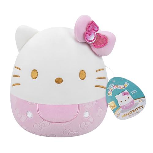 Squishmallows SQSN00920 - Hello Kitty con fiocco, 20 cm, 50 anni, peluche ufficiale Jazwares
