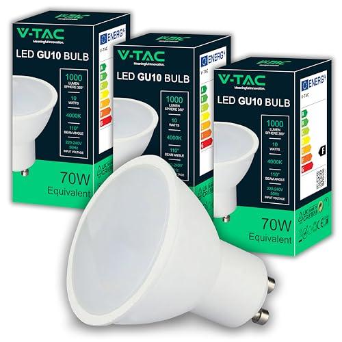 V-TAC 3x Lampadine LED GU10 10W (70W) 4000K Luce Naturale