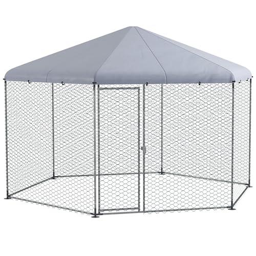 PawHut Recinto per Galline in Acciaio Galvanizzato 4x3.5x2.6m