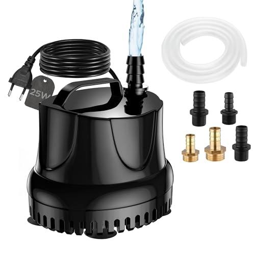 Lnicez Pompa Acqua Sommergibile 25W 1500L/H per Acquario, Fontana, Stagno e Giardino