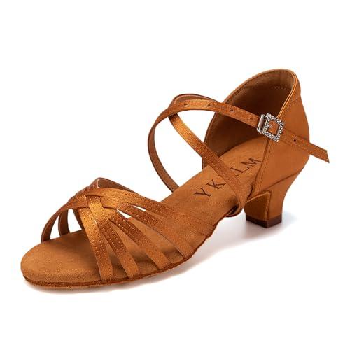 YKXLM Scarpe da Ballo Latino Americano Donna Marrone