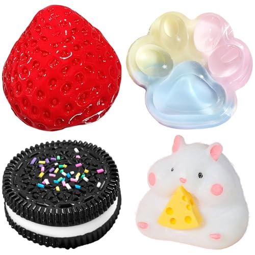 Set Taba Squishy: Fragola, Criceto, Zampa di Gatto, Oreo - Antistress e Divertimento Sensoriale