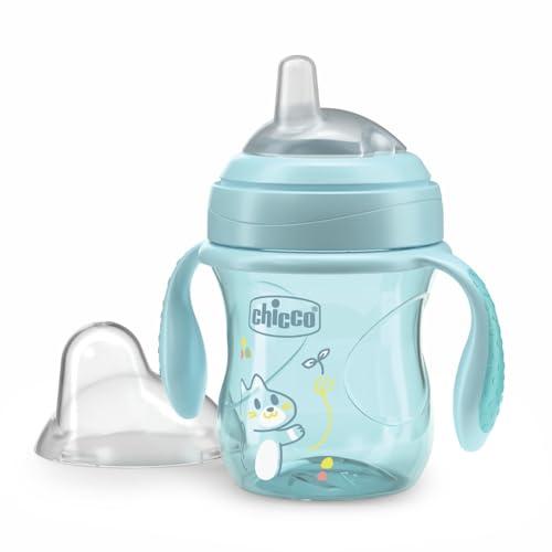 Chicco Transition Cup Azzurro - Tazza Antigoccia Ergonomica per Bambini