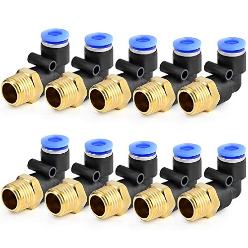 Raccordi Pneumatici a Gomito ERGAOBOY PL8-02, Tubo OD 8mm, Filettatura 1/4 BSP - Set da 10 Pezzi