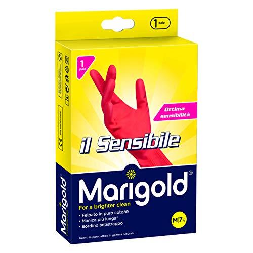Vileda Marigold Il Sensibile - Guanti in Lattice Felpati per la Massima Protezione e Comfort