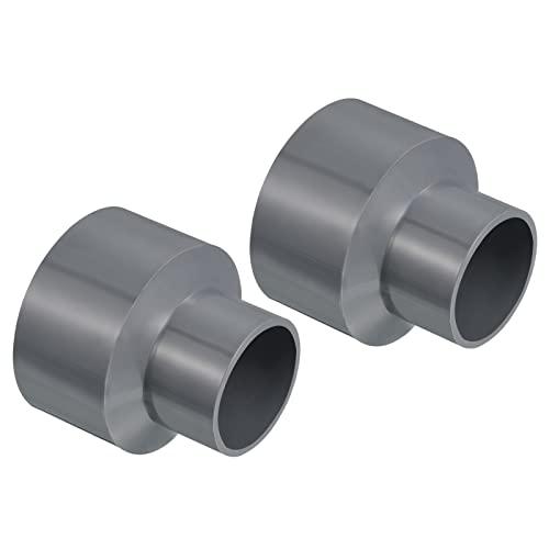 PATIKIL PVC Riduttore Tubo Raccordo 63x40mm, 2pz Dritto Giunto Adattatore Connettore, Grigio